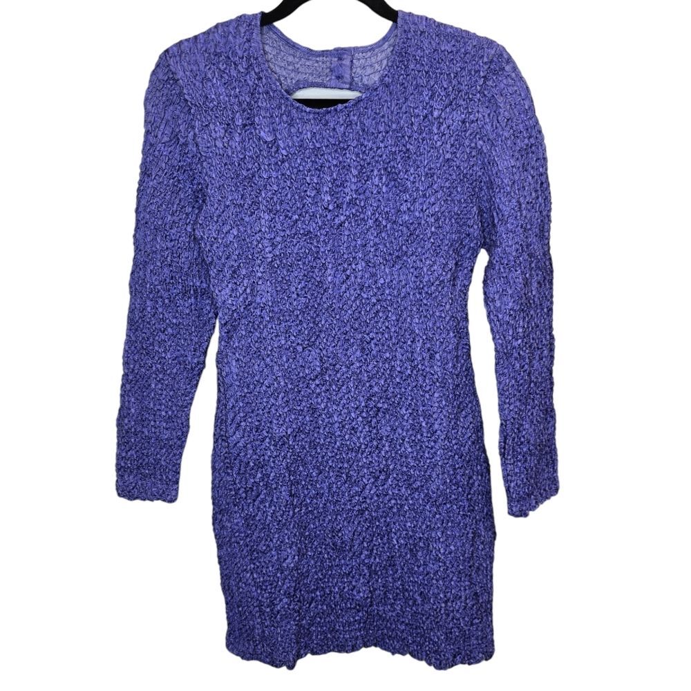 NWT Samsoe Samsoe Womens L Bianca Iris Bloom Crinkle Long Sleeve Mini Dress